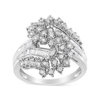 10K White Gold Diamond “S” Bypass Cocktail Ring – 1/2 CTW, Size 6