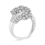 10K White Gold Diamond “S” Bypass Cocktail Ring – 1/2 CTW, Size 6