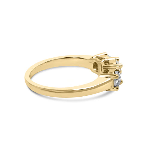 10K Yellow Gold Three-Stone Diamond Illusion Ring – 1/2 CTW, Size 7