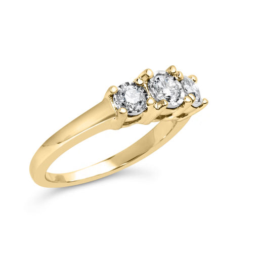 10K Yellow Gold Three-Stone Diamond Illusion Ring – 1/2 CTW, Size 7