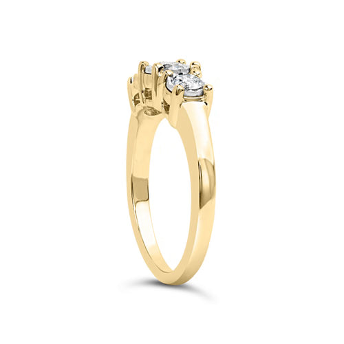 10K Yellow Gold Three-Stone Diamond Illusion Ring – 1/2 CTW, Size 7