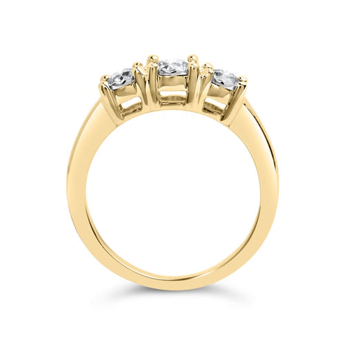 10K Yellow Gold Three-Stone Diamond Illusion Ring – 1/2 CTW, Size 7