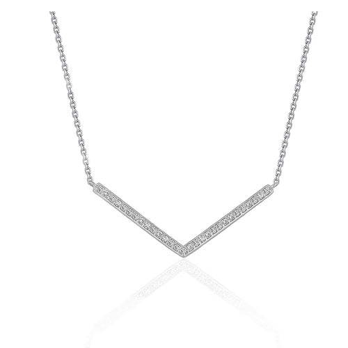 Diamond Chevron Pendant Necklace in 14K White Gold – 1/3 CTW