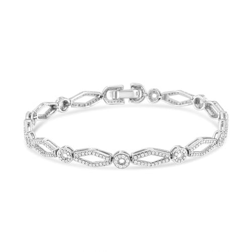 Vintage-Inspired Diamond Link Bracelet in 925 Sterling Silver – 1/2 CTW, 7 in