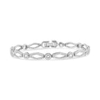 Vintage-Inspired Diamond Link Bracelet in 925 Sterling Silver – 1/2 CTW, 7 in