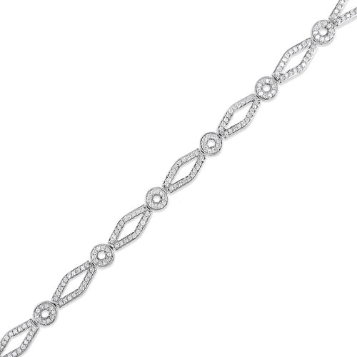 Vintage-Inspired Diamond Link Bracelet in 925 Sterling Silver – 1/2 CTW, 7 in