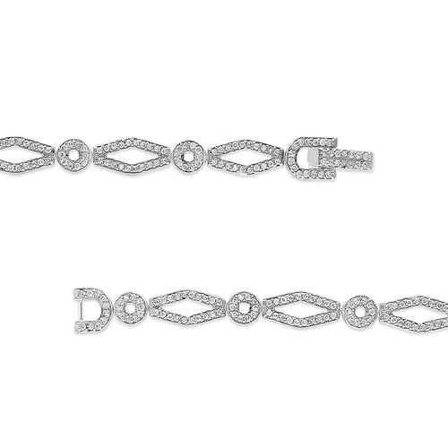 Vintage-Inspired Diamond Link Bracelet in 925 Sterling Silver – 1/2 CTW, 7 in