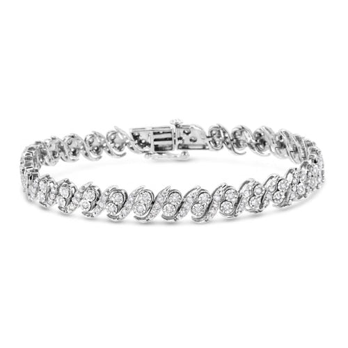 Diamond “S” Link Tennis Bracelet in 925 Sterling Silver – 2.0 CTW, 7.25 in