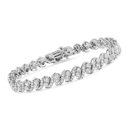 Diamond “S” Link Tennis Bracelet in 925 Sterling Silver – 2.0 CTW, 7.25 in