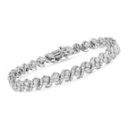 Diamond “S” Link Tennis Bracelet in 925 Sterling Silver – 2.0 CTW, 7.25 in