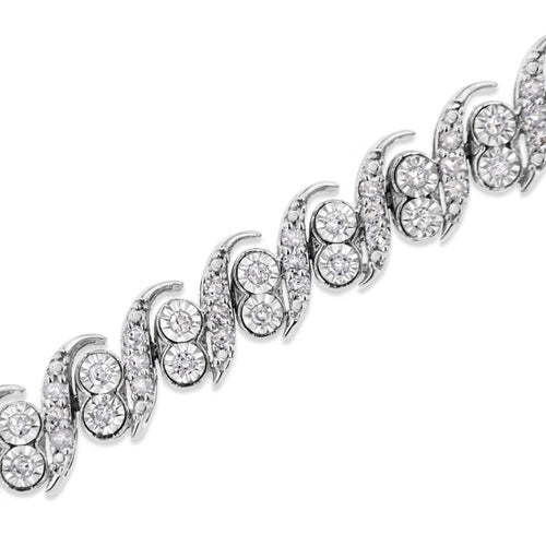 Diamond “S” Link Tennis Bracelet in 925 Sterling Silver – 2.0 CTW, 7.25 in