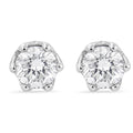 14K White Gold Round Diamond Crown Stud Earrings – 1/2 CTW