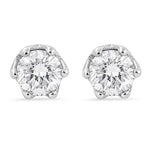 14K White Gold Round Diamond Crown Stud Earrings – 1/2 CTW