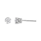 14K White Gold Round Diamond Crown Stud Earrings – 1/2 CTW