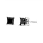 14K White Gold Princess-Cut Black Diamond Stud Earrings – 2.00 CTW