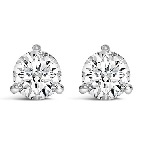 14K White Gold Lab-Grown Diamond Martini Stud Earrings – 1½ CTW (F–G, VS1–VS2)