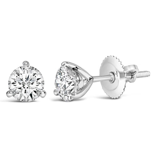 14K White Gold Lab-Grown Diamond Martini Stud Earrings – 1½ CTW (F–G, VS1–VS2)