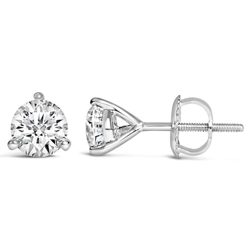 14K White Gold Lab-Grown Diamond Martini Stud Earrings – 1½ CTW (F–G, VS1–VS2)